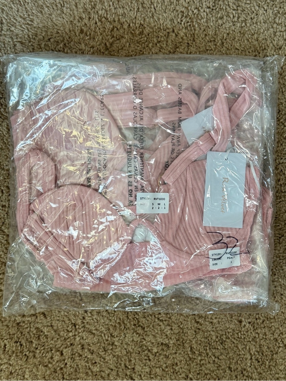 Wholesale Bundle of Rose Velvet Pink Ribbed Bralettes NWT